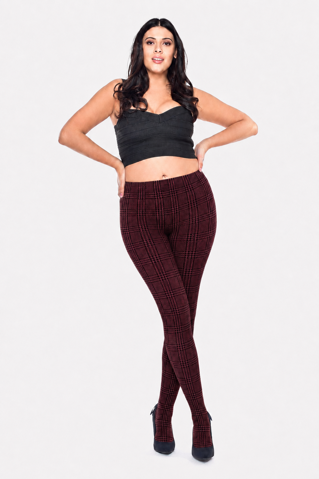 50 Denier Curvy Super Stretch panty Ruitje Bordeaux - Afbeelding 2