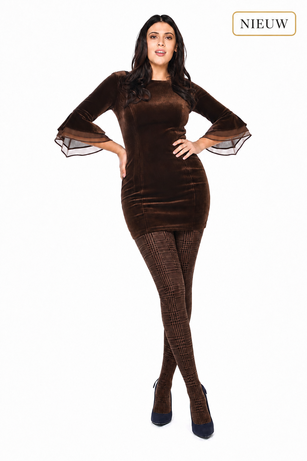 50 Denier Curvy Super Stretch panty Ruitje Donkerbruin